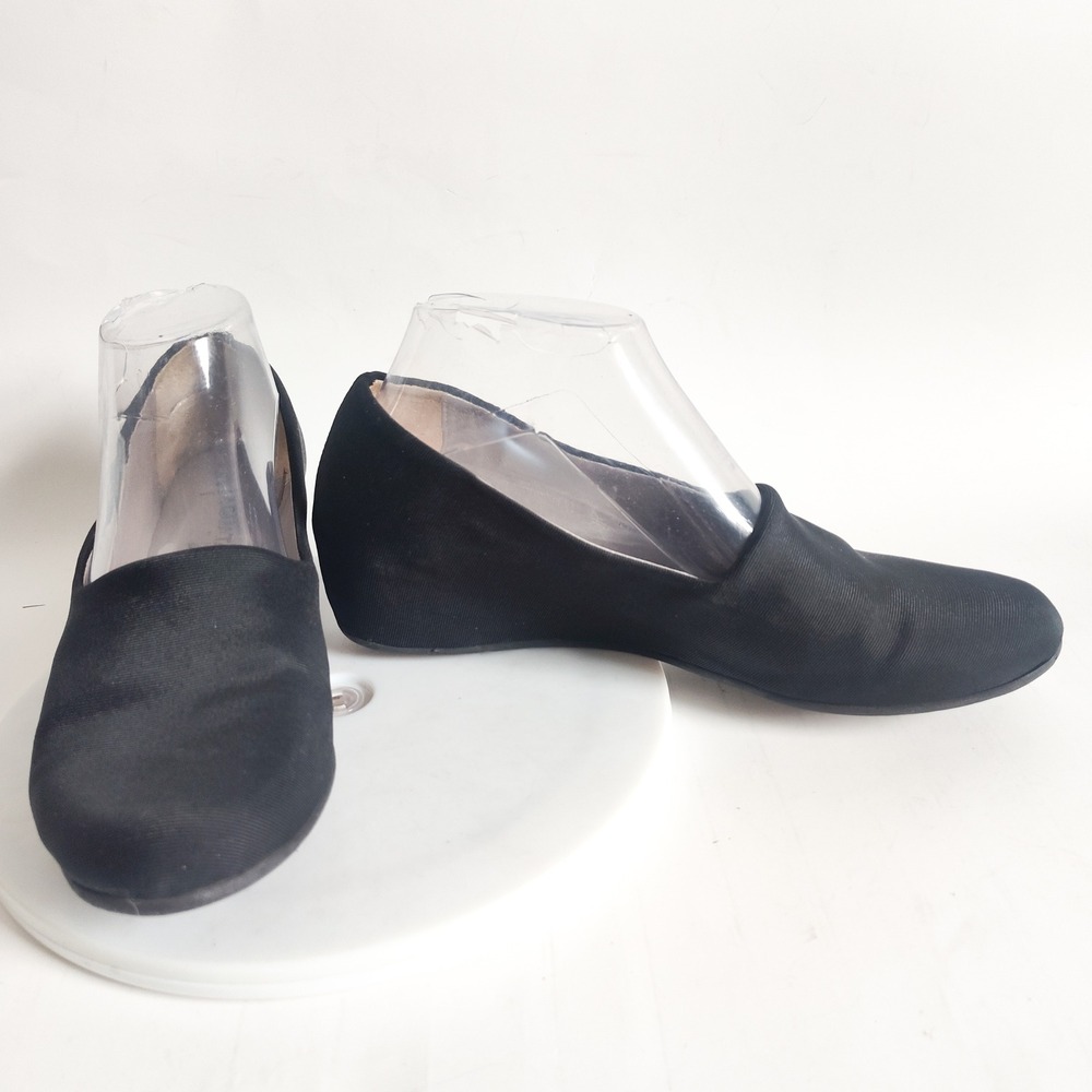 Aquatalia Loafers 7.5 Marvin K Low Wedge Black Fabric Italy Comfort Shoes Luxury